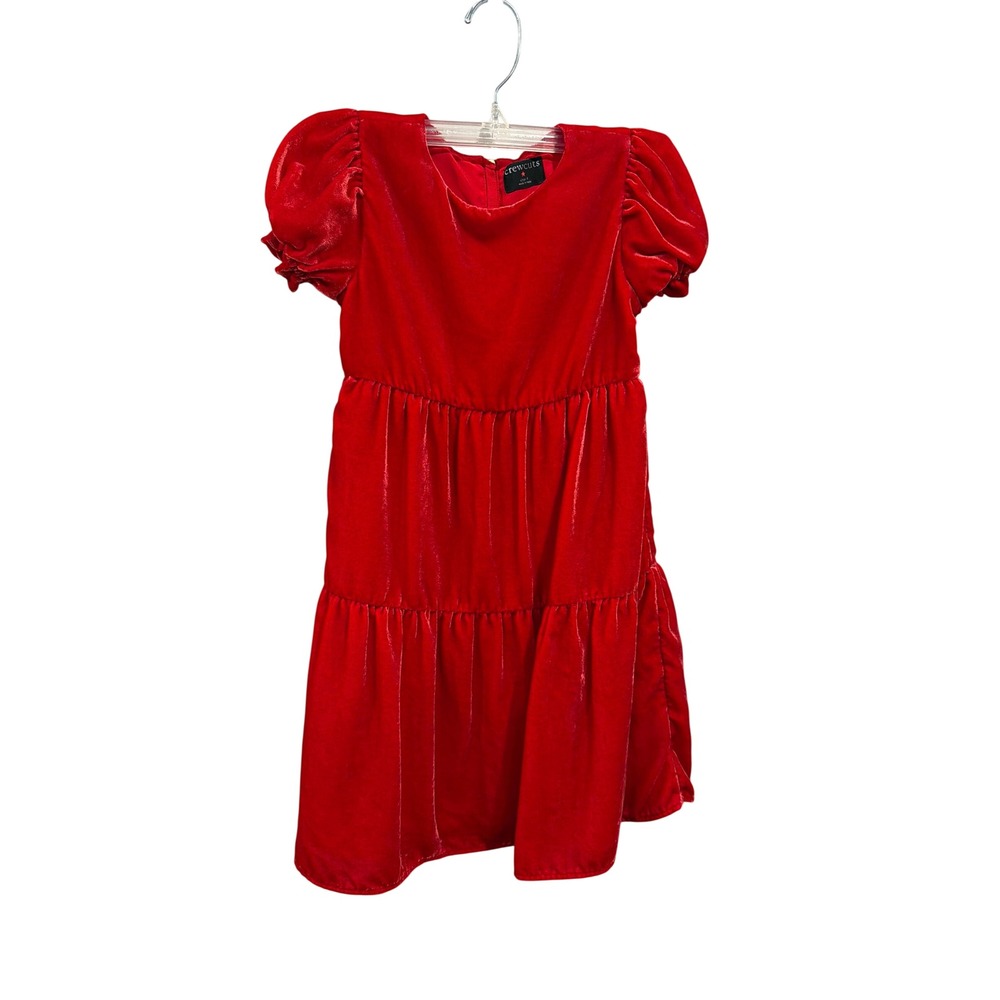 Crewcuts Dress Red Velvet Tiered Puff Sleeve Holiday Party Girl Size 7
